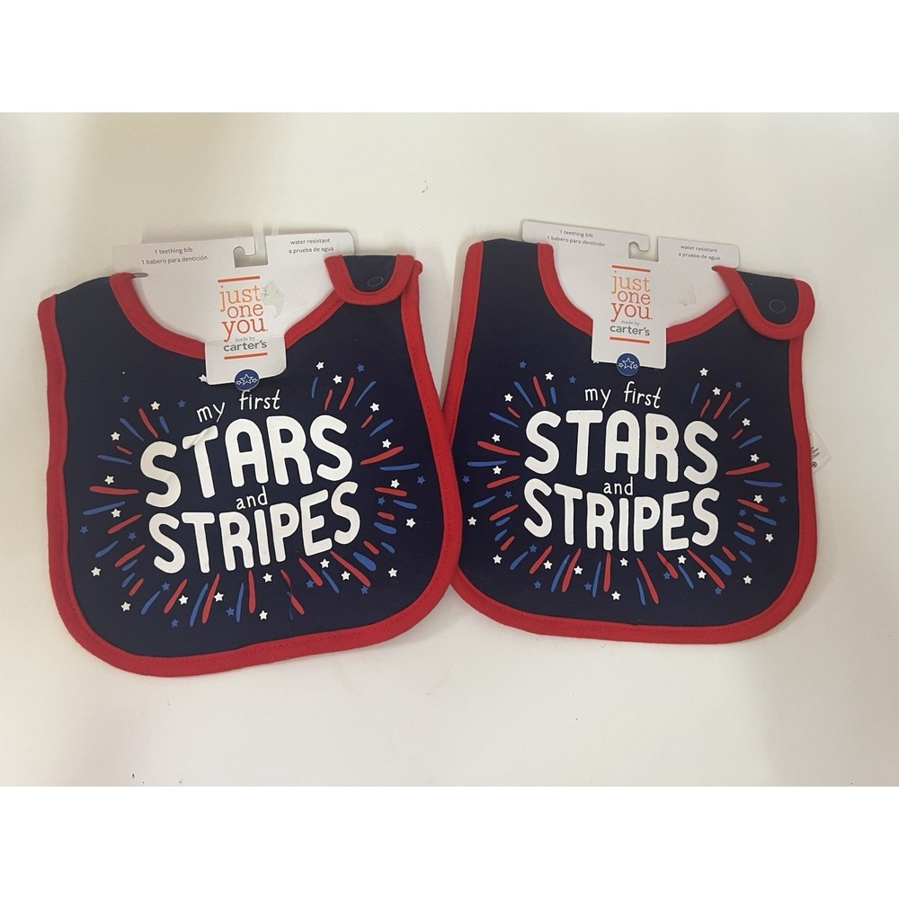 2 Pack Patriotic My First Stars & Stripes Bib New